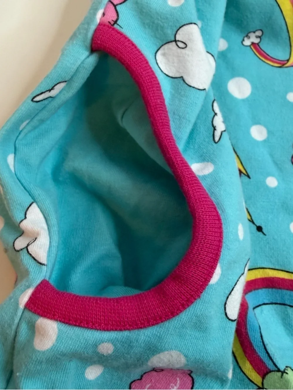 Disney Baby Light Blue Romper with Bright Pink Trim